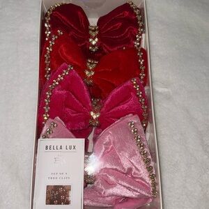 Bella Luxe velvet bling bow set of eight tree clips 🎀🎀💎